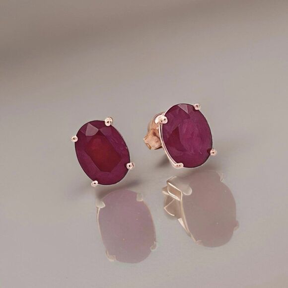 Natural Ruby Stud Earrings 14k White Gold 3.0 TCW Certified $1,390 311042 - Picture 9 of 11